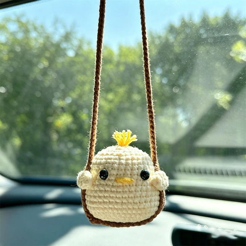 1 PC New Handmade Knitted Charms Cute Frog, Penguin,Duck,Chick ,Rabbit Animal Car Charms Car Decoration Cute Car Accessories