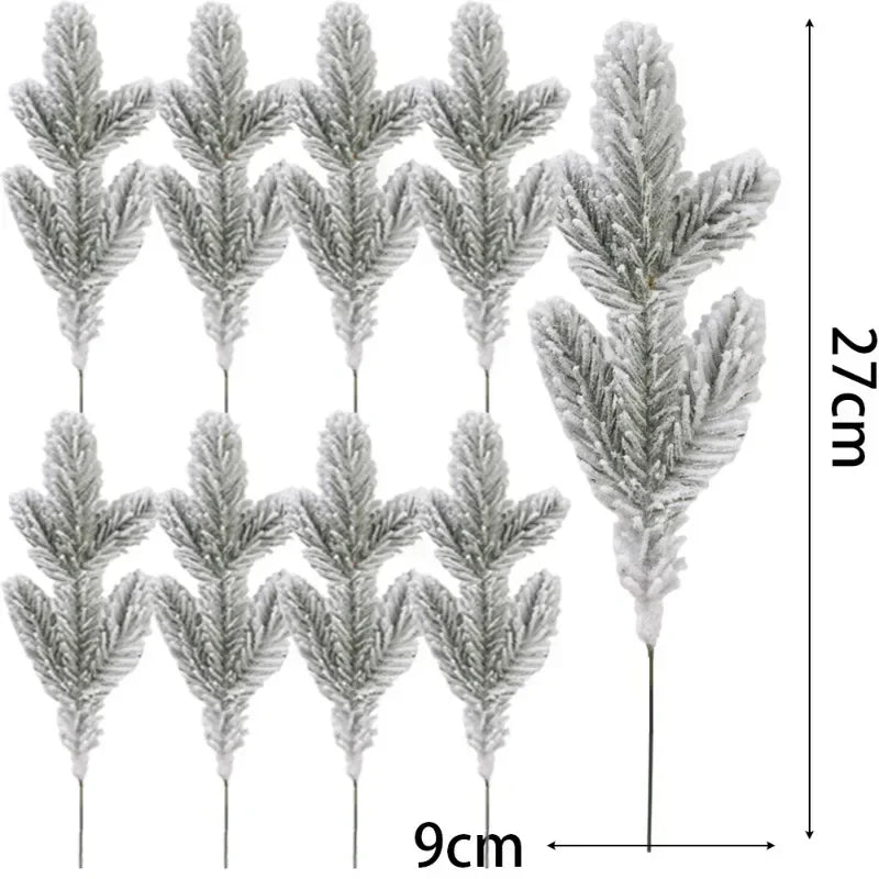 Large Artificial Pine Needles Branches Snow Pine for Christmas Xmas Tree Wreath DIY Fake Plants Ornaments Home New Year Gifts