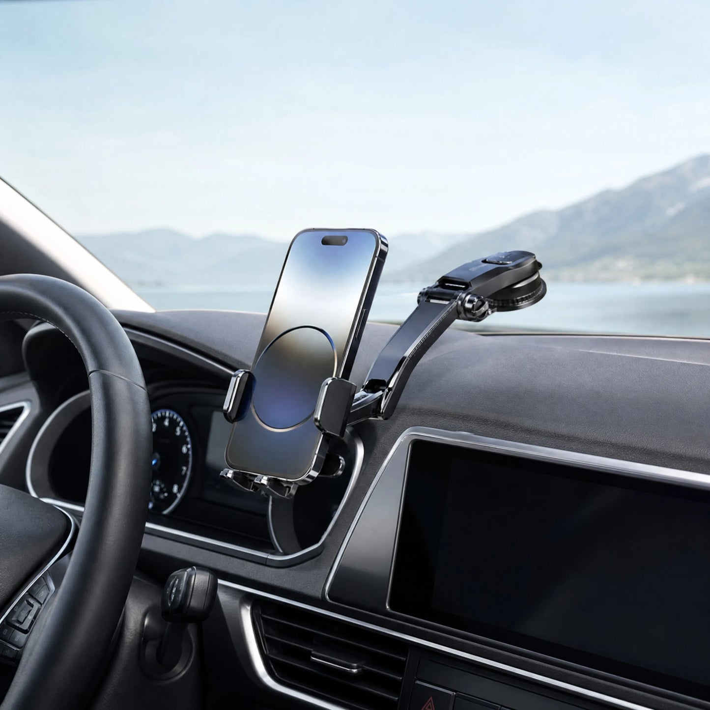 Car Phone Holder 360 Degree Rotation Dashboard Windshield Mount Universal Phone Stand Folding Car Bracket No Blocking Display Charging Port GPS Navigation