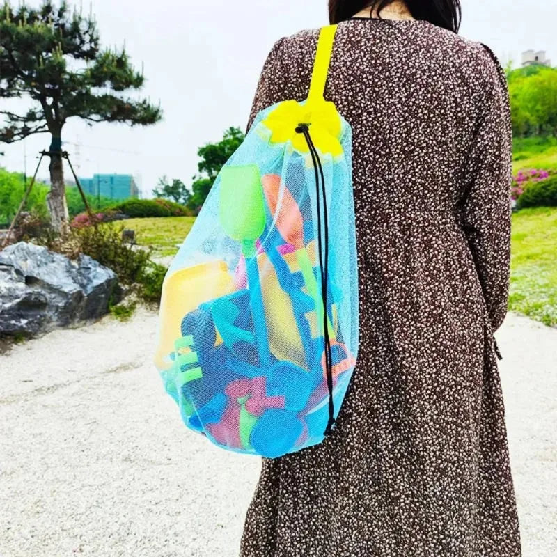 1PC Large Capacity Mesh Beach Toy Storage Bag Portable Breathable Foldable Storage Bag for Travel Outdoor Swimming Bag Organizer