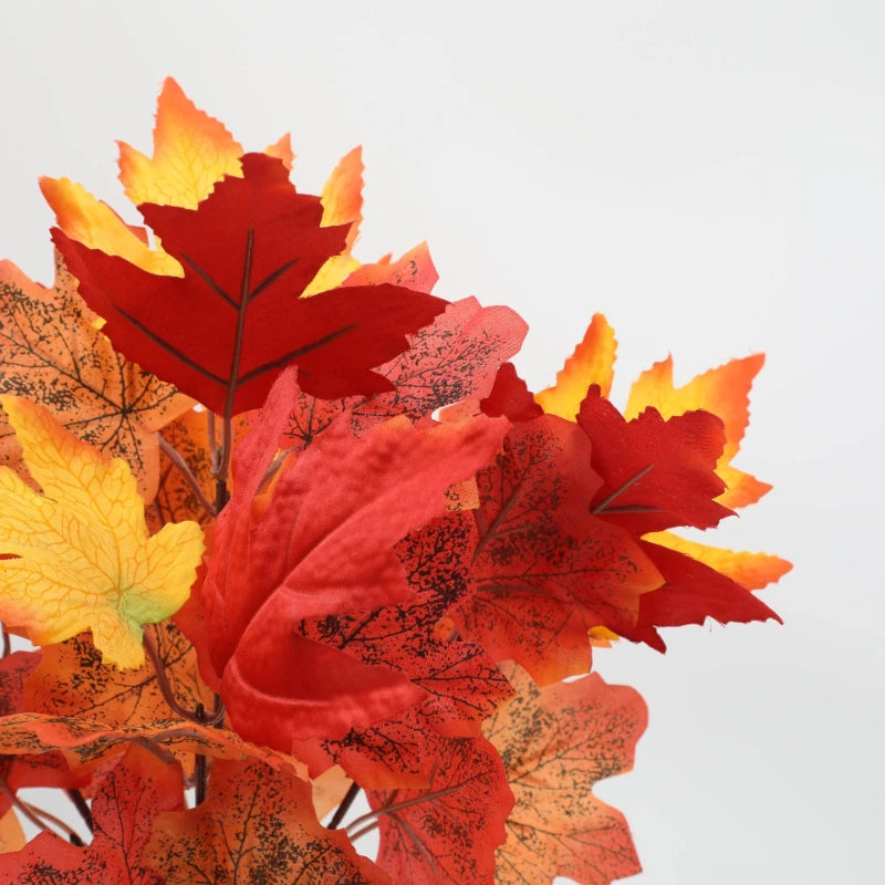 Artificial Maple Leaf Plant Bouquet Simulated Autumn Maple Leaf Garland Fake Fallen Leaves Rattan for Thanksgiving Wedding Decor