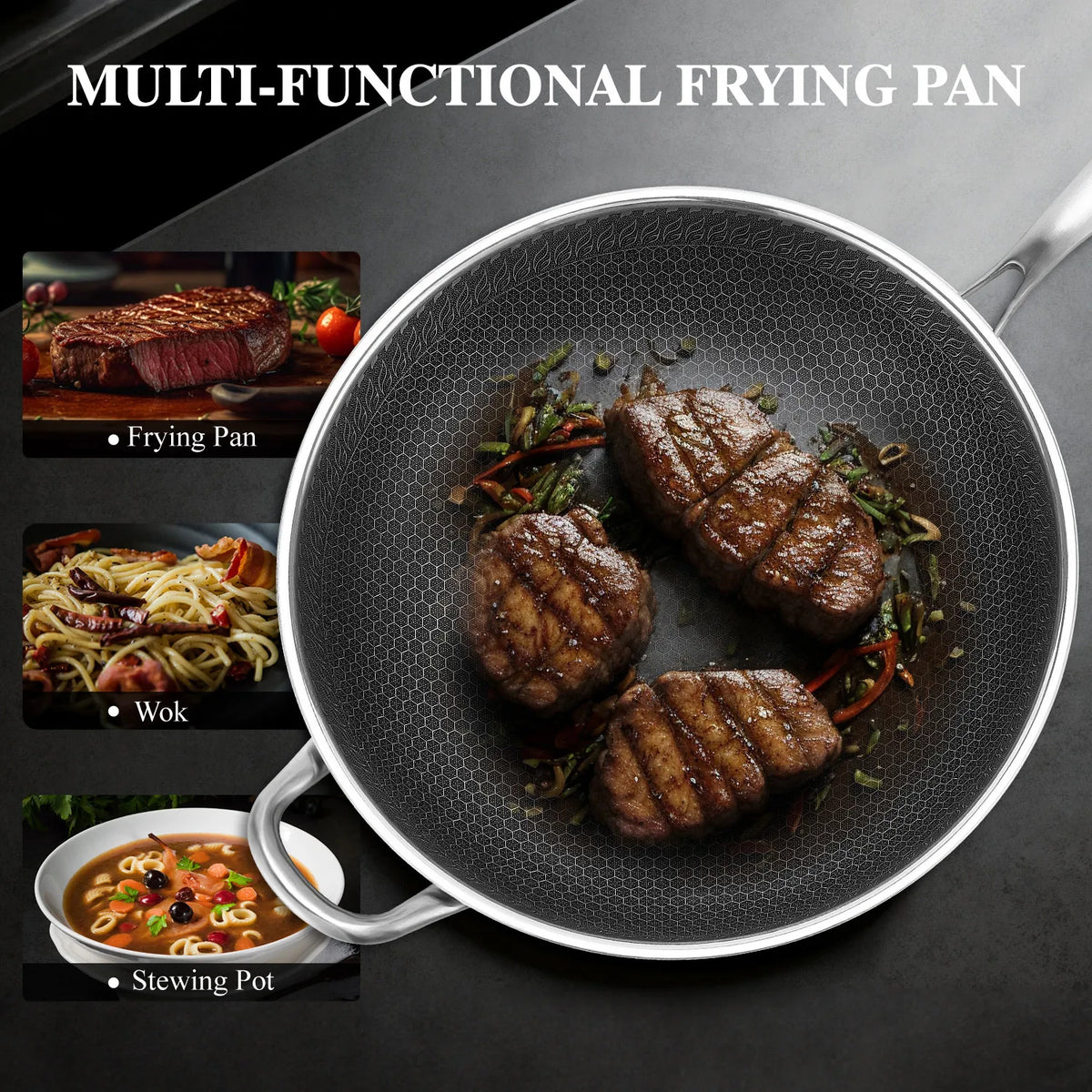 Honeycomb Nonstick Stainless Skillet
