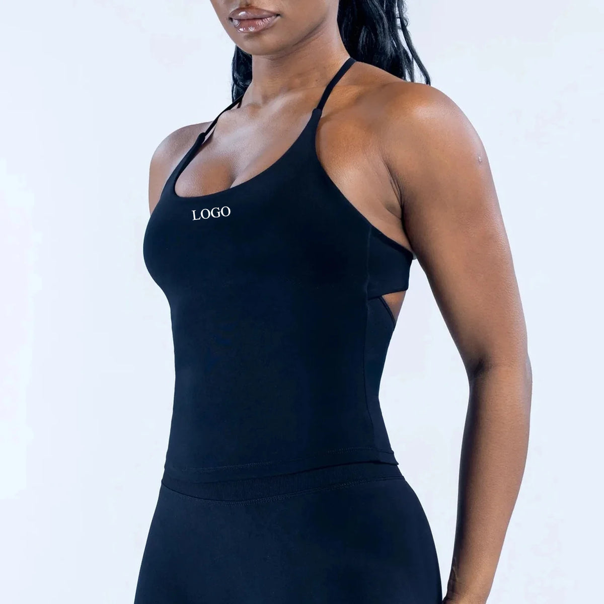 Logo Women Cross Back Yoga Tank Top Sexy High Stretch Sports Bra Vest Outer Wear Fitness Workout Crop Top