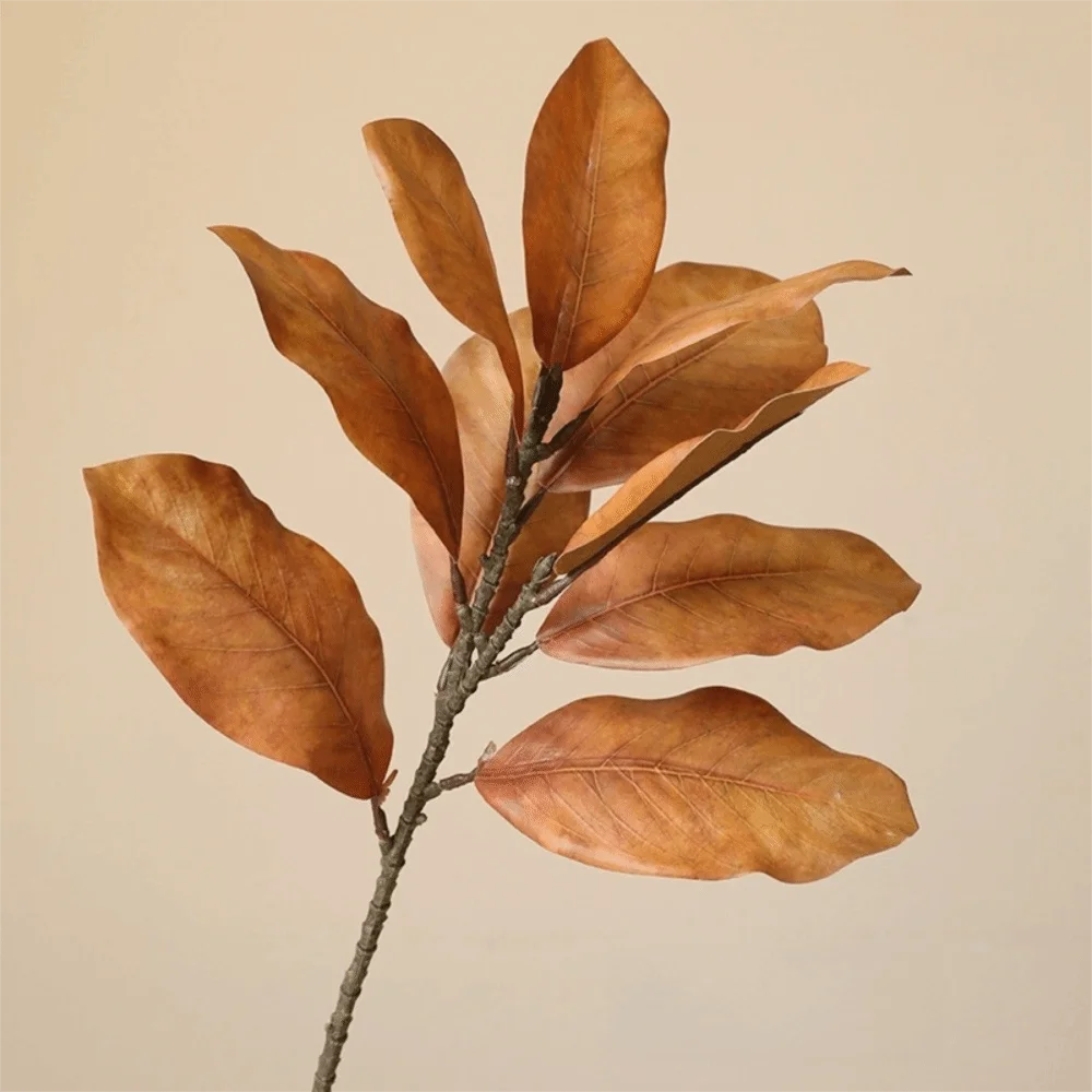 57cm Artificial Magnolia Leaves Rubber Plants Leaves Simulated Plant Branch DIY Floral Arrangement Faux Plants Home Decoration