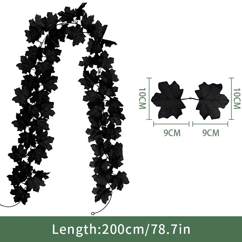 Artificial Maple Leaf Garland Rattan Fake Fallen Leaves Vine  Thanksgiving Halloween Wedding Festival Atmosphere Autumn Decor