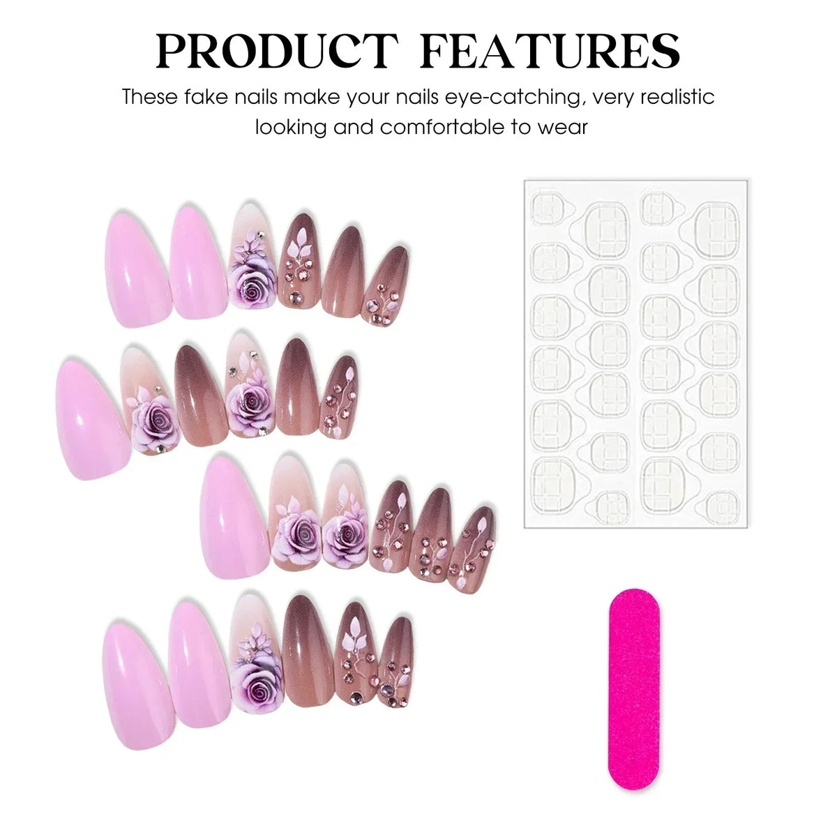Purple Flower Press-On Nails