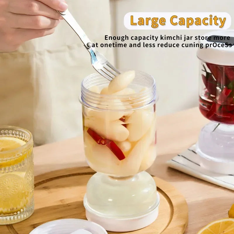 Pickles Jar With Forks Dry Wet Dispenser Pickle Olives Hourglass Cucumber Container Airtight Lids Kitchen Juice Separator Tool