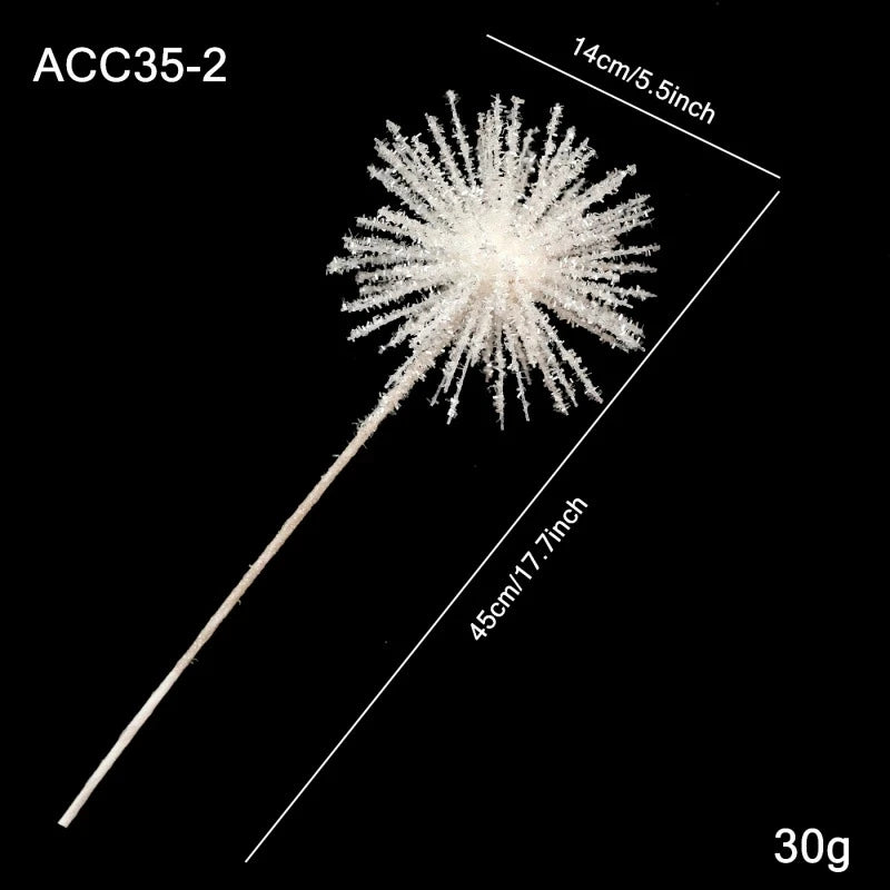 Plastic Christmas Artificial Flowers Glitter 50cm Xmas Decorative Flowers Simulated DIY Floral Arrangements