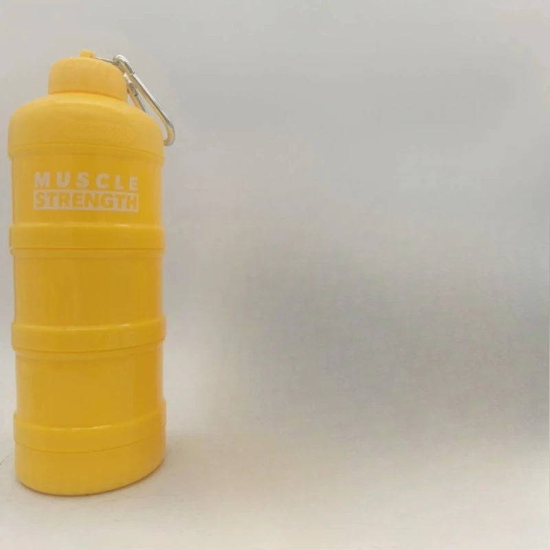 3-layer Portable Protein Powder Box Funnel Powder Box Fitness Supplement Bottle Handle Layered Storage Medicine Box Snack Can