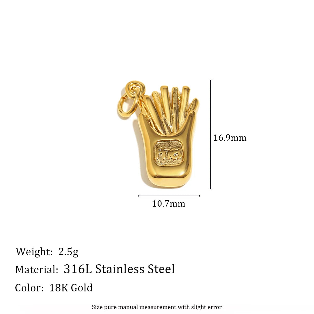 E.B.belle Summer Food Ice Cream Cake French Fries 18K Gold Plated Pendant Charms For Jewelry Making DIY Jewelry Accessories