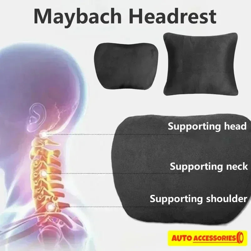 2PCS Car Headrest Neck Support Seat / Maybach Design S Class Soft Universal Adjustable Car Pillow Neck Rest Cushion High Quality