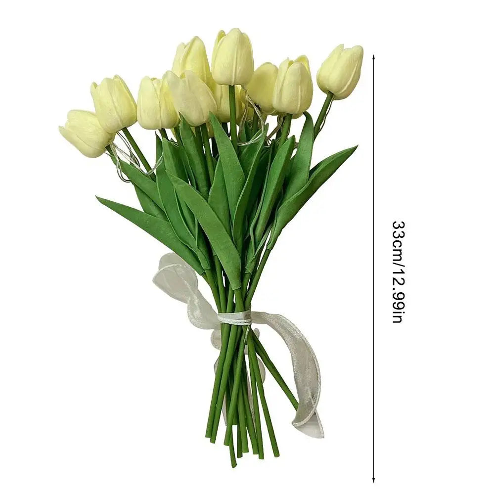LED Tulip Flowers Night Light Simulation PU Artificial Bouquet Table Lamp For Wedding Valentine's Day Birthday Gift Decor
