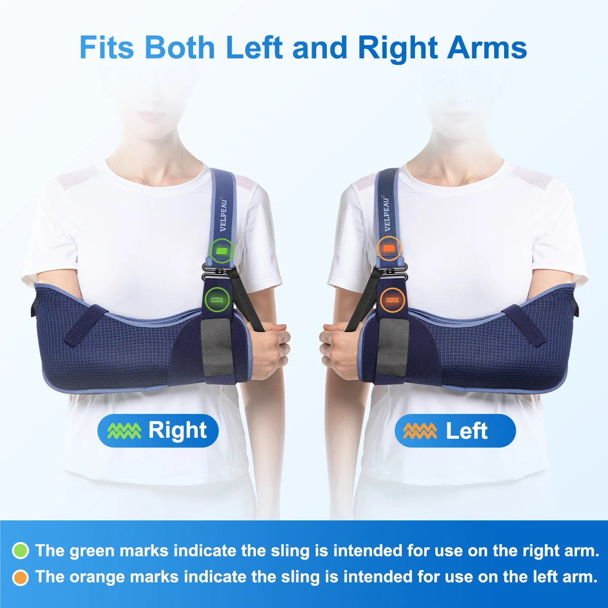 VELPEAU Arm Sling for Rotator Cuff Injury, Broken Hand and Elbow Dislocation, Medical Shoulder Immobilizer Fits Left & Right Arm