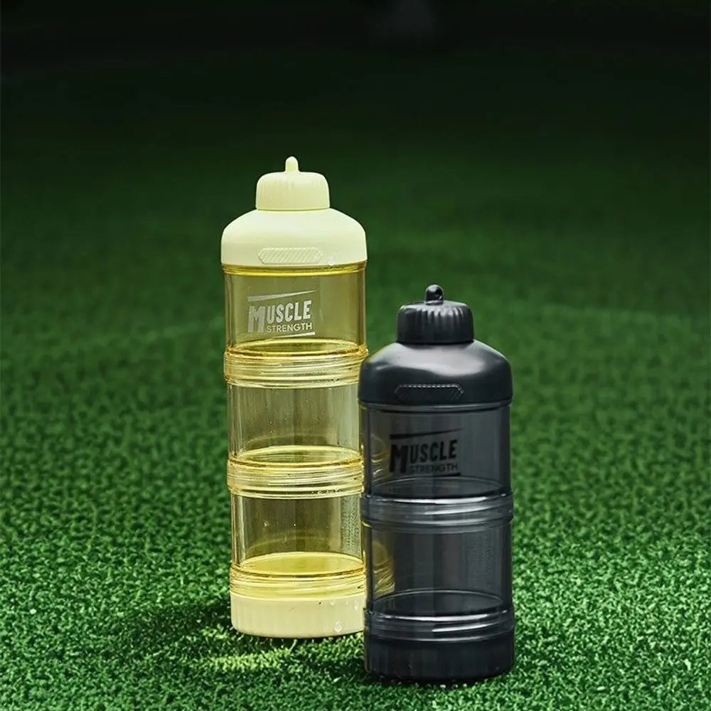 High Quality 1/2/3 Layer Protein Powder Box Portable Plastic Medicine Box with Mountaineering Buckle Layered Storage Snack Can
