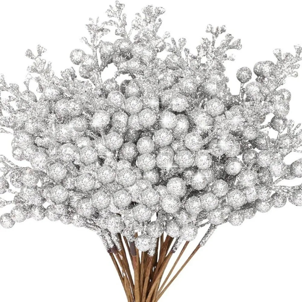 10Pcs Artificial Berry Picks Pine Branches Christmas Tree Decoration for Home New Year 2026 Decor Xmas Crafts Wreath Ornament