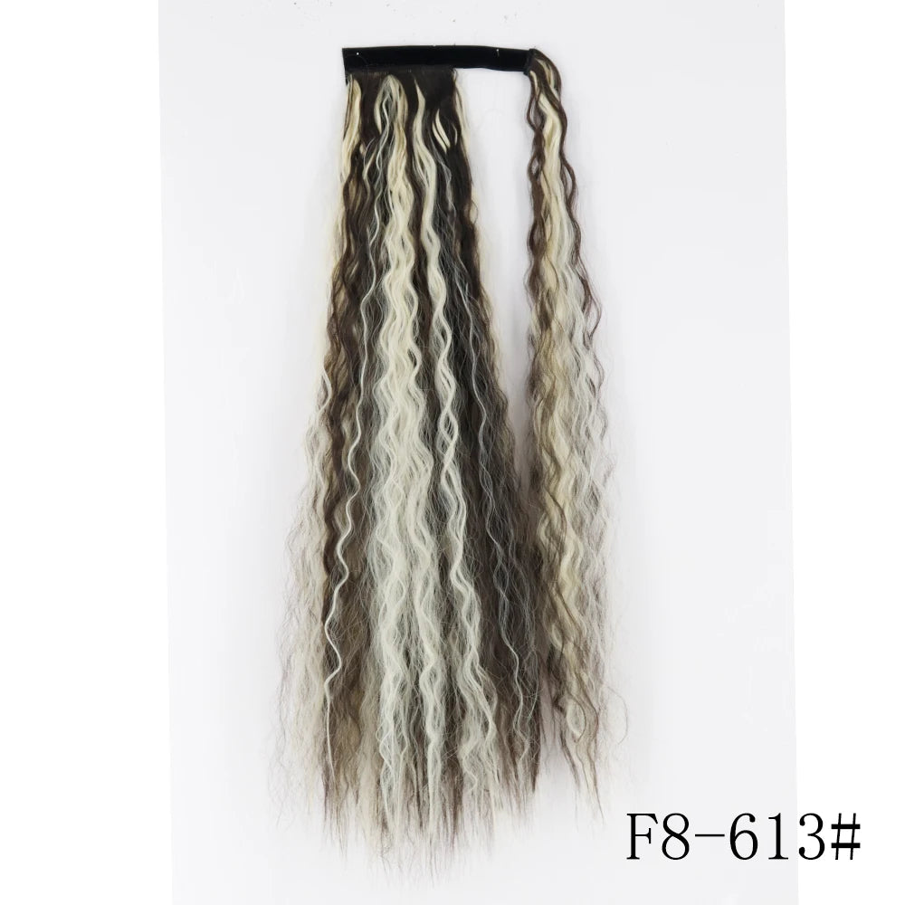 LISI GIRL Synthetic Hair 22''34'' Long Straight Ponytail Wrap Around Ponytail Clip in Hair Extensions Black Hairpiece Headwear