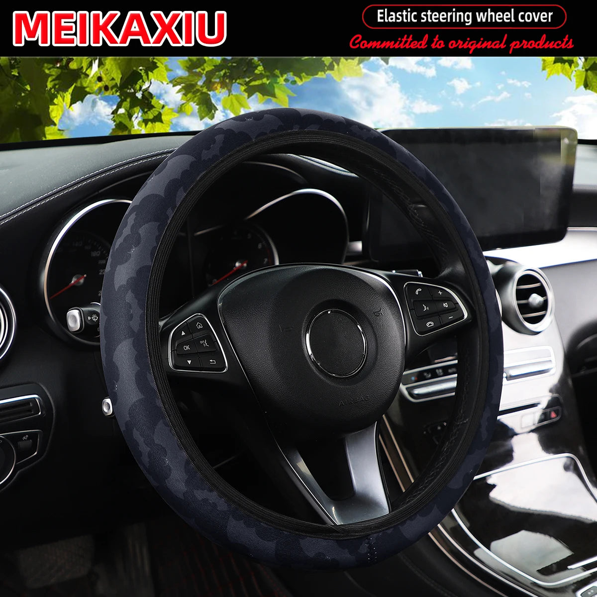 16 styles of cow Daisy red and white flower Panda diving material elastic car steering wheel covers without inner rings