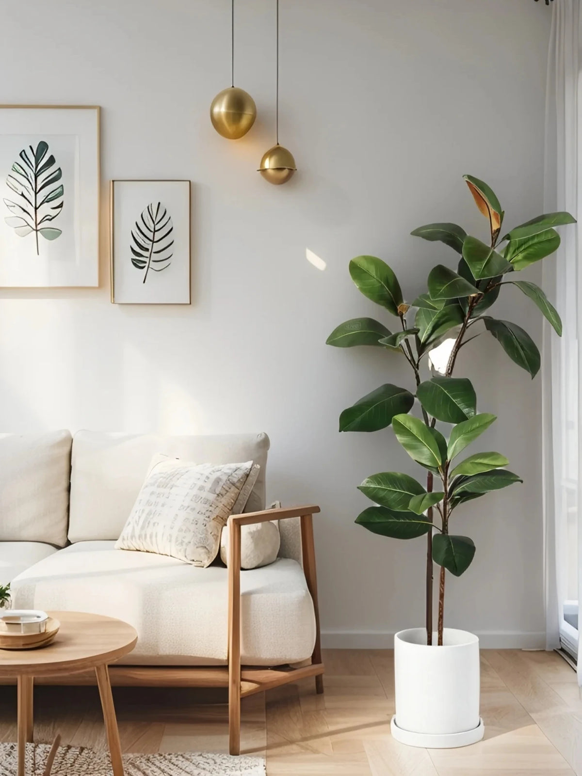 3.6Ft Artificial Magnolia Tree Fall Artificial Magnolia Branch Tropical Banyan Plants Home Garden Office Balcony Decoration