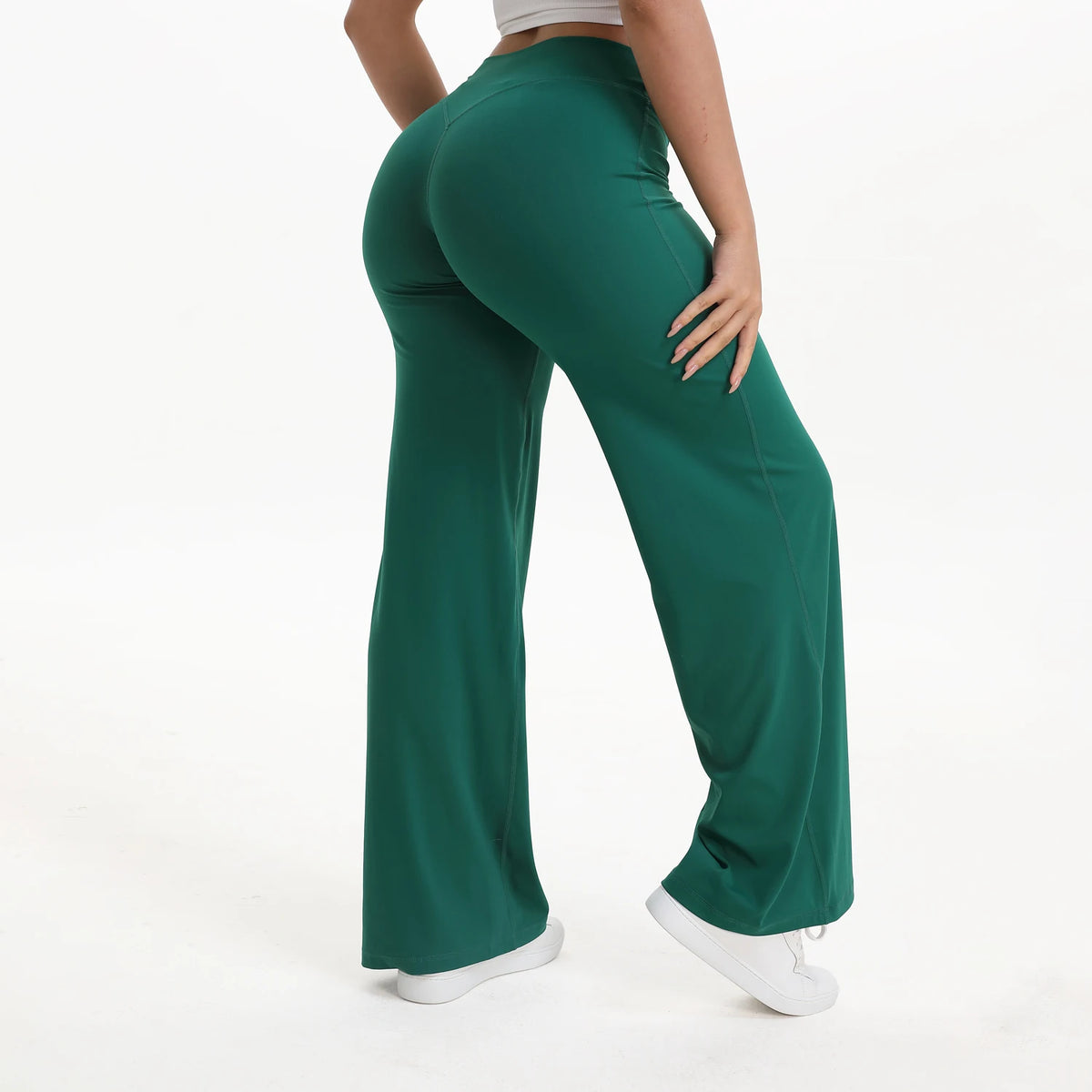NCLAGEN SoftMotion Straight Leg Bottoms Women's Mid-Waist Yoga Pants GYM Leggings Naked Feel Pilates Running Sports Trousers