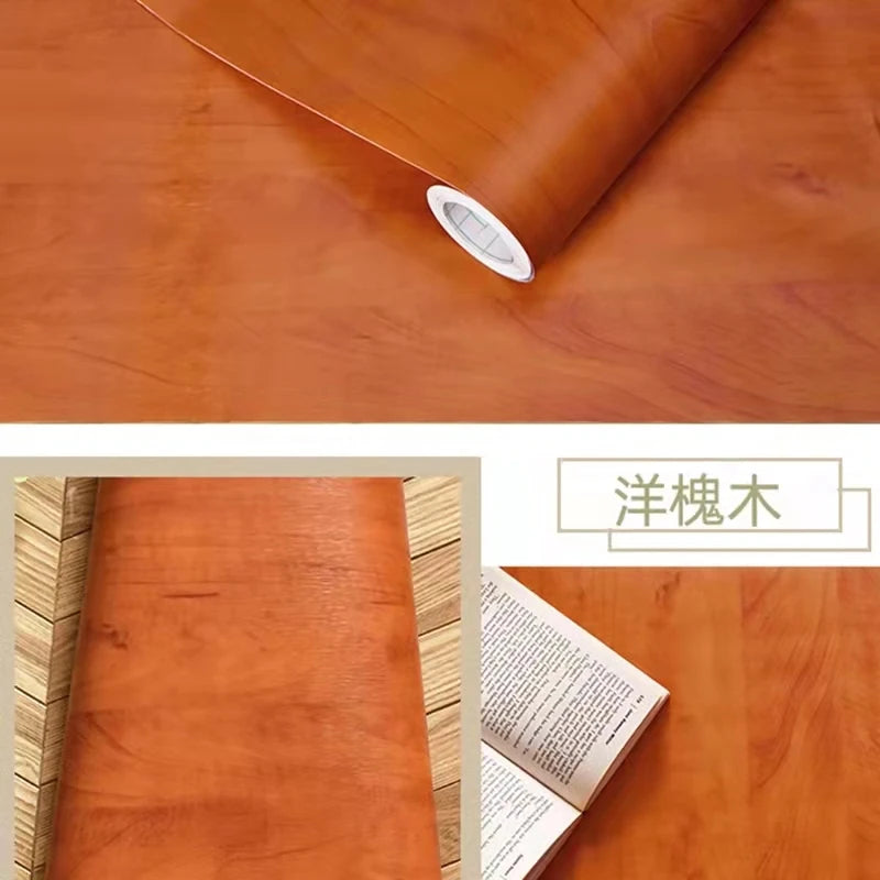 Wood Grain DIY Sticker PVC Self Adhesive Waterproof Wallpapers Renovation Furnitures Wall Stickers Home Decor Sticky Paper Decal