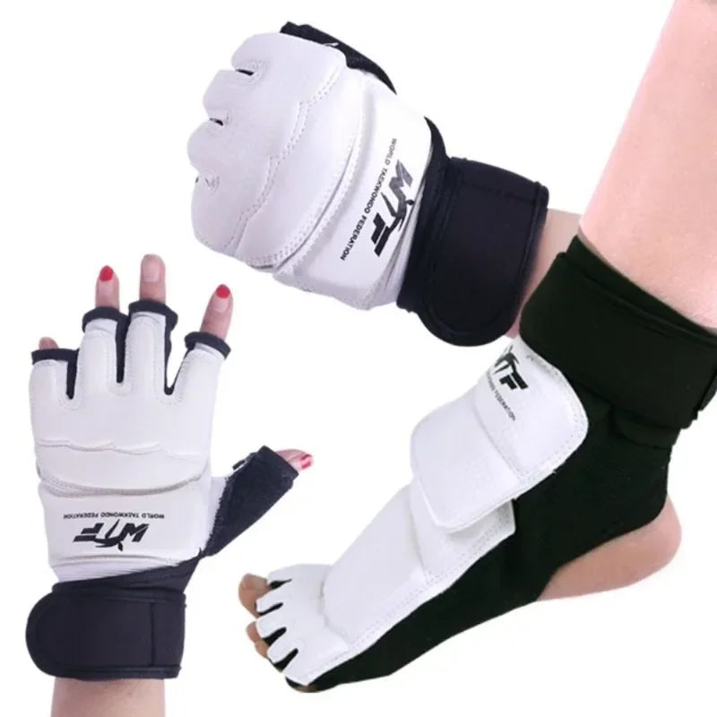 Half Finger Boxing Gloves Taekwondo Protective Foot Cover Martial Arts Combat Protective Training Hand and Foot Protection Set