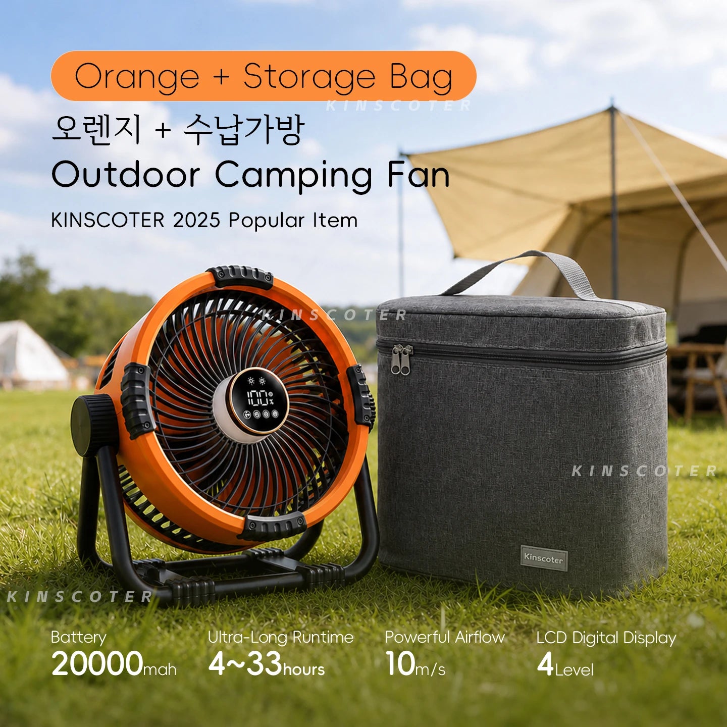 6 in 1 Portable Outdoor Camping Fan 20000mAh Rechargeable Wireless Tent Ceiling Fan 4 Speed Adjustment LED Lighting Power Bank