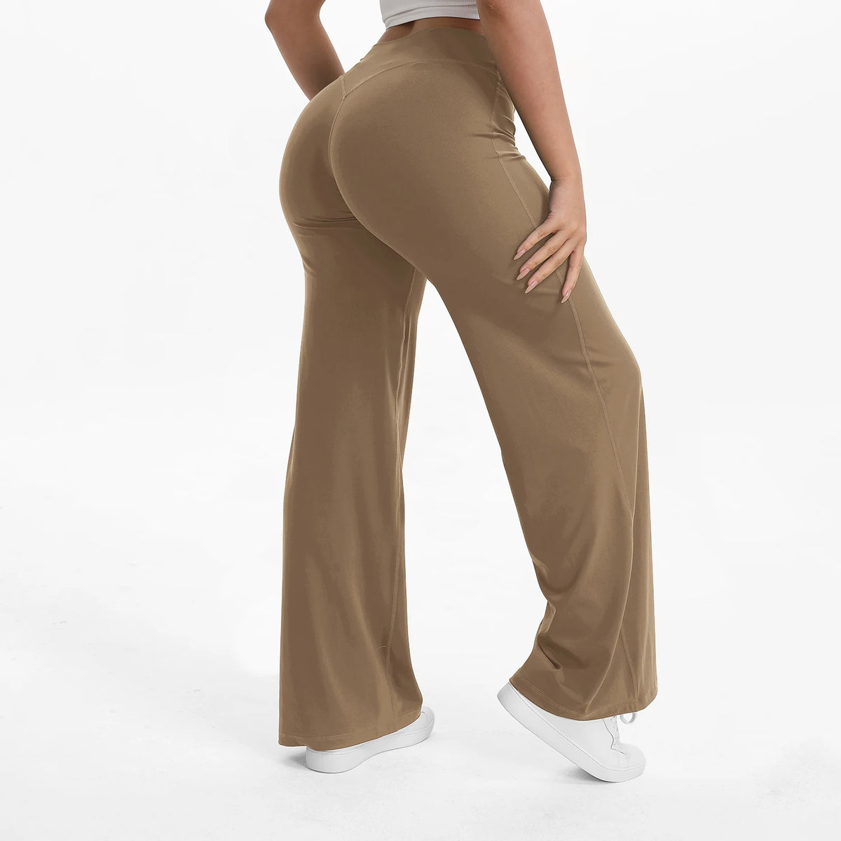 NCLAGEN SoftMotion Straight Leg Bottoms Women's Mid-Waist Yoga Pants GYM Leggings Naked Feel Pilates Running Sports Trousers