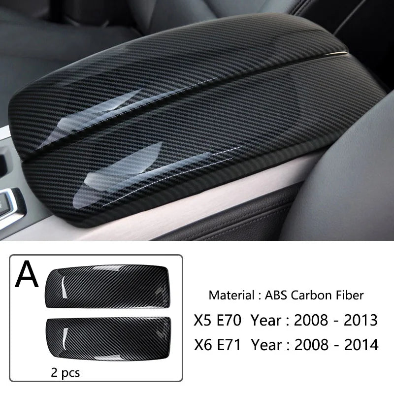 For BMW X5 X6 X7 E70 E71 F15 F16 G05 G06 G07 ABS Carbon Fiber Car Styling Center Console Lid Armrest Box Trim Protective Cover