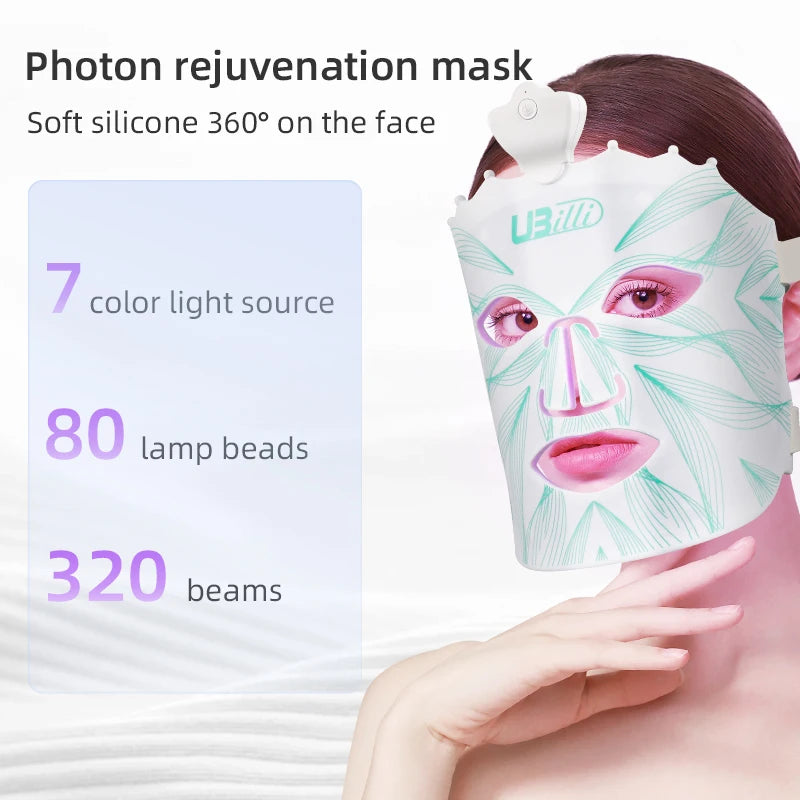 Portable Silicone Light Therapy Mask 7 Color Led Mask Light Therapy Skin Care Led Mask Light Therapy Red Light Mask for Beauty
