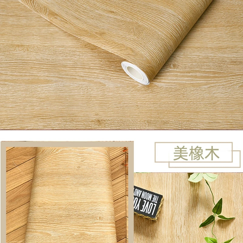 Wood Grain DIY Sticker PVC Self Adhesive Waterproof Wallpapers Renovation Furnitures Wall Stickers Home Decor Sticky Paper Decal