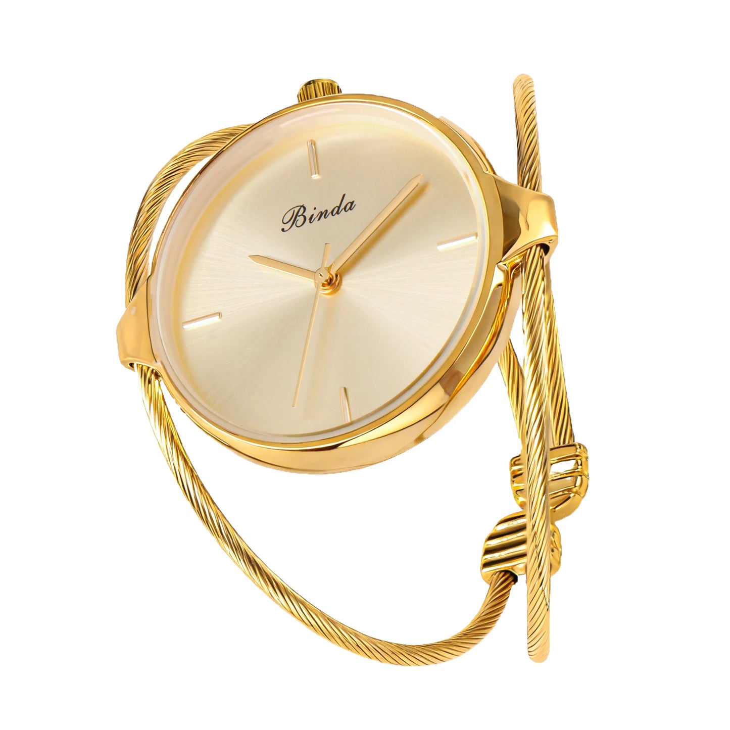 Binda Luxury Women’s Quartz Watch 30M Waterproof Elegant Stainless Steel Bracelet Lady Dress Watch with Gift Box