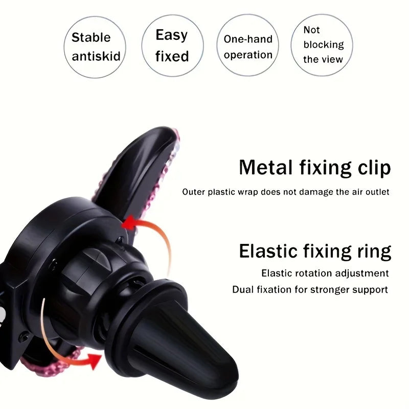 Stylish and Shiny Crystal Diamond Car Phone Holder 360° Rotatable Universal Fit for Secure Grip and Stylish Upgrades