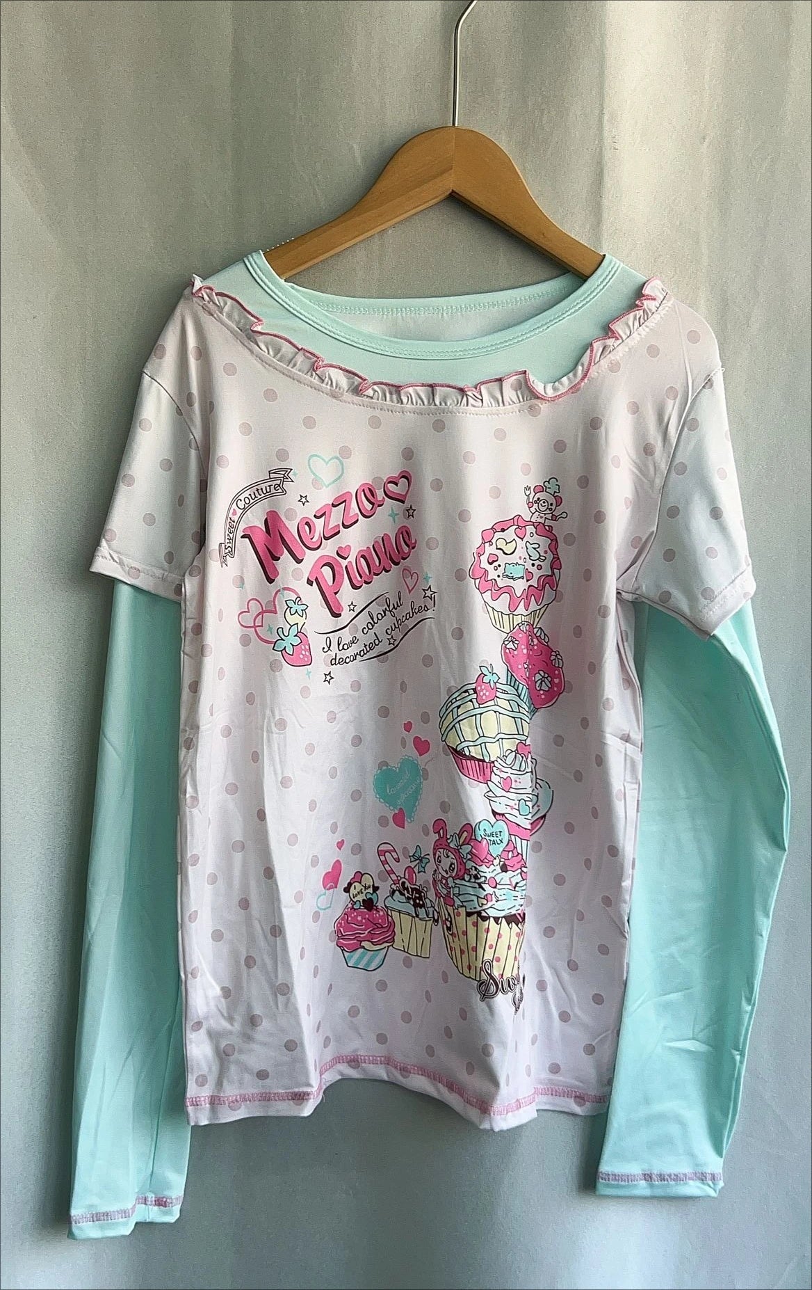 Japanese Sweet Cartoon Polka Dot Print Women T-shirt Loose Kawaii Contrast Color Cute Graphic Tee Tops Y2k Aesthetic Tshirts