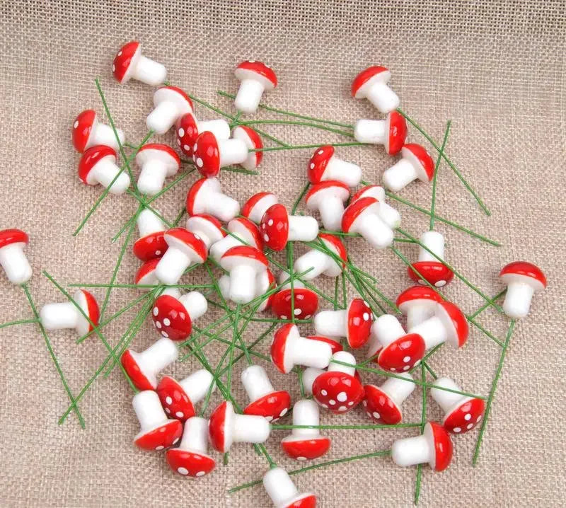 Mini Mushroom Miniatures Foam Red Mushroom Artificial Garden Fairy Bonsai Plant Pot Craft Decors DIY Micro Landscape Ornament