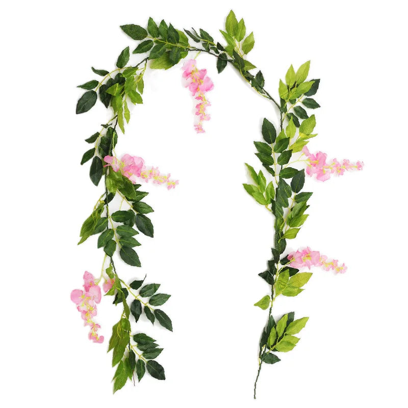 7ft 2m Flower String Artificial Wisteria Vine Garland Plants Foliage Outdoor Home Trailing Flower Fake Flower Hanging Wall Decor