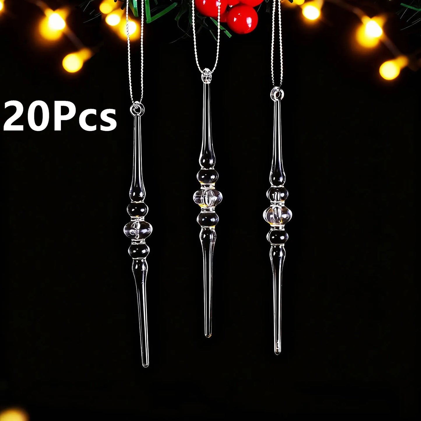 20 PCS Transparent acrylic Christmas tree ice column decoration Christmas, New Year, Holiday, Wedding, Winter Party Decoration 5 Various styles of ice pillar ornaments