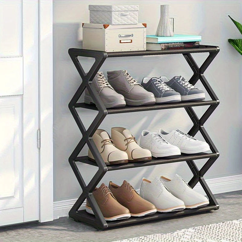 Creative X-Shape Foldable Nonwoven Shoe Rack, Thickened Large Capacity, Space-Saving Sturdy Metal Frame Organizer