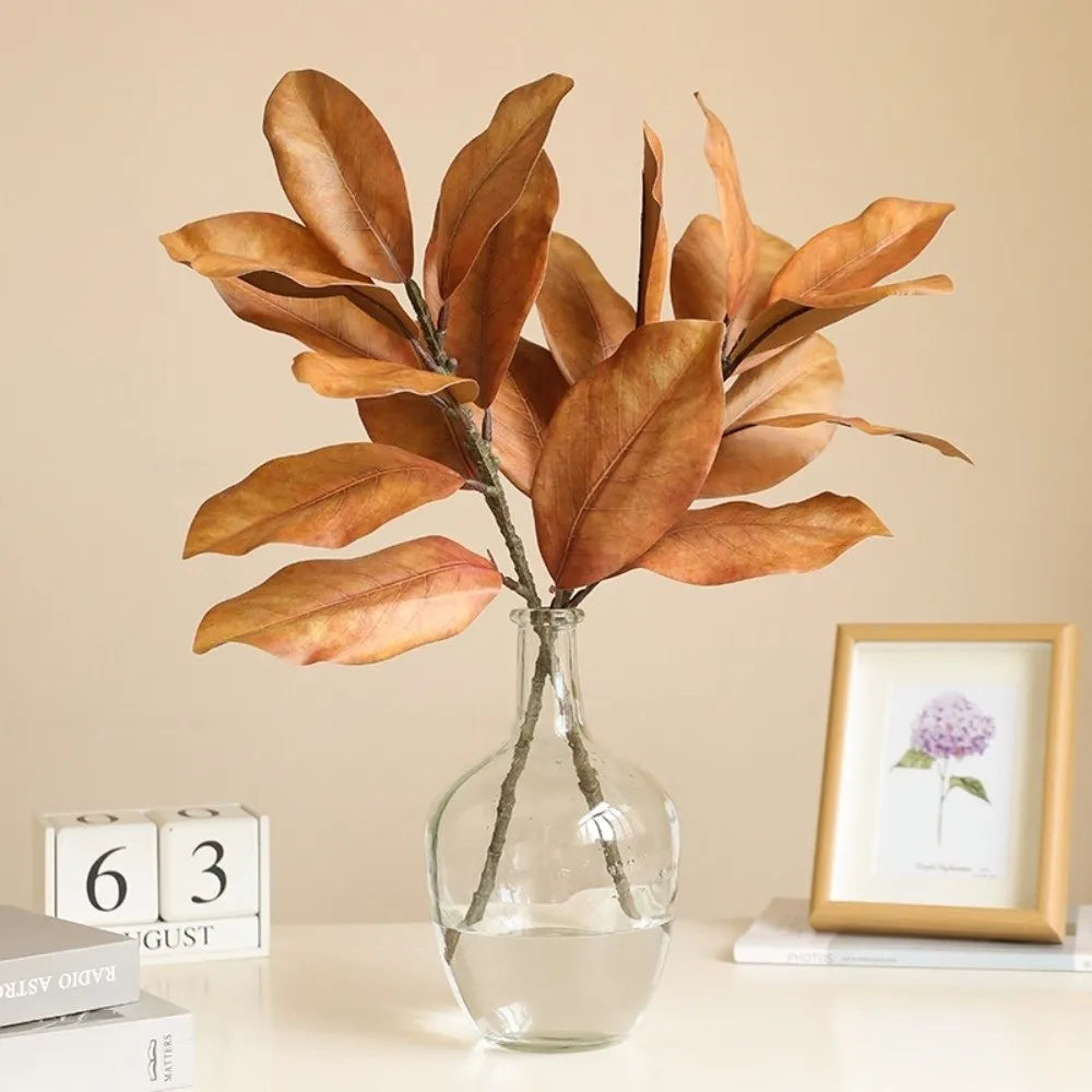 57cm Artificial Magnolia Leaves Rubber Plants Leaves Simulated Plant Branch DIY Floral Arrangement Faux Plants Home Decoration