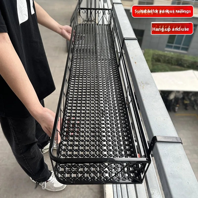 Balcony Flower Holder Hanging Planter Bracket for Railing Vertical Plant Shelves for Succulents Outdoor Gardening Storage Rack
