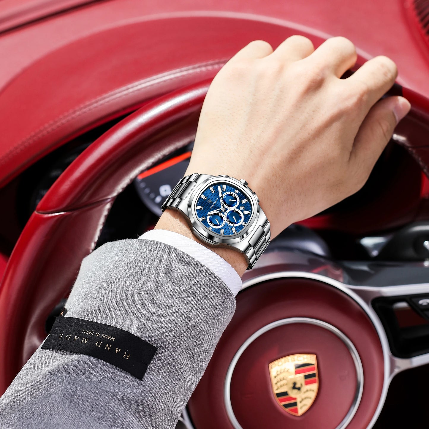 POEDAGAR Top Luxury Man Watch Waterproof Stainless Steel Luminous Men Clock Date Chronograph Quartz Business Men's Watches Reloj