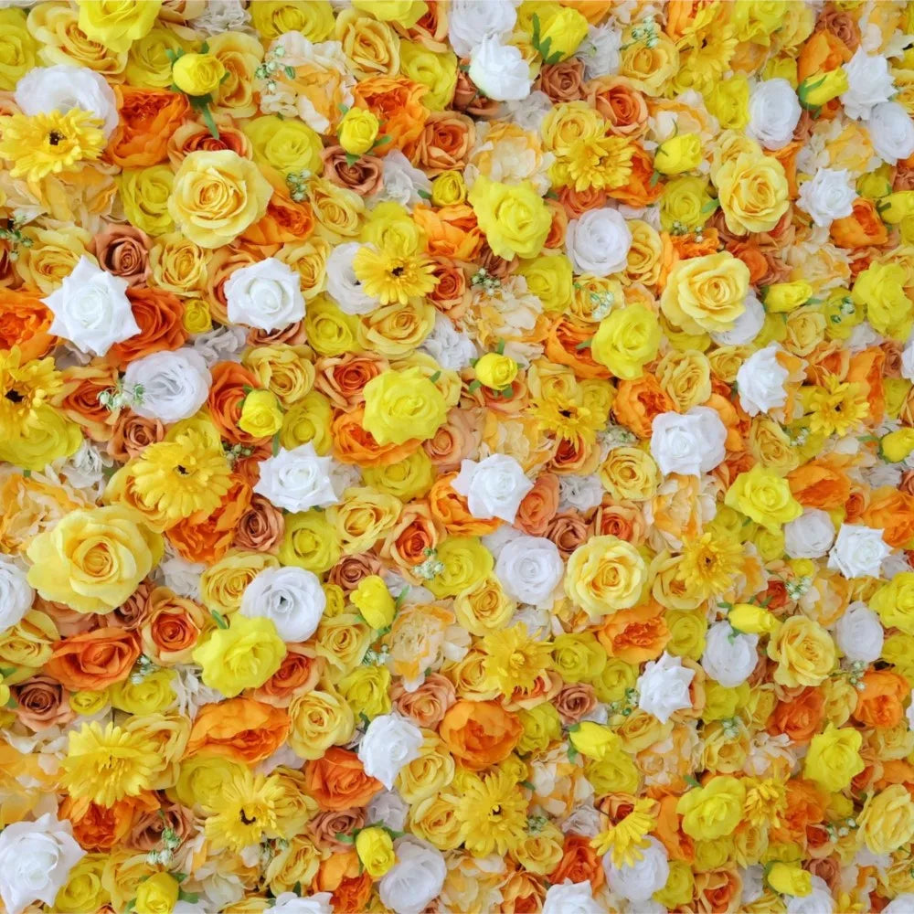 Outdoor Wedding Backdrop 3D Yellowe series Curtain Cloth Flower Wall Rose Gerbera Arrangement Floral Event Party Reception Props
