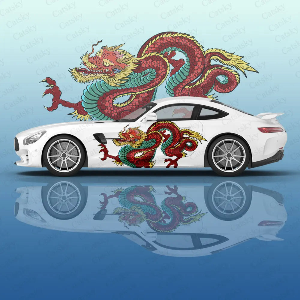 dragon animal Car Decal Protective Film Vinyl Itacar Racing Side Graphics Wrap Accessories Spray Paint Car Stickers