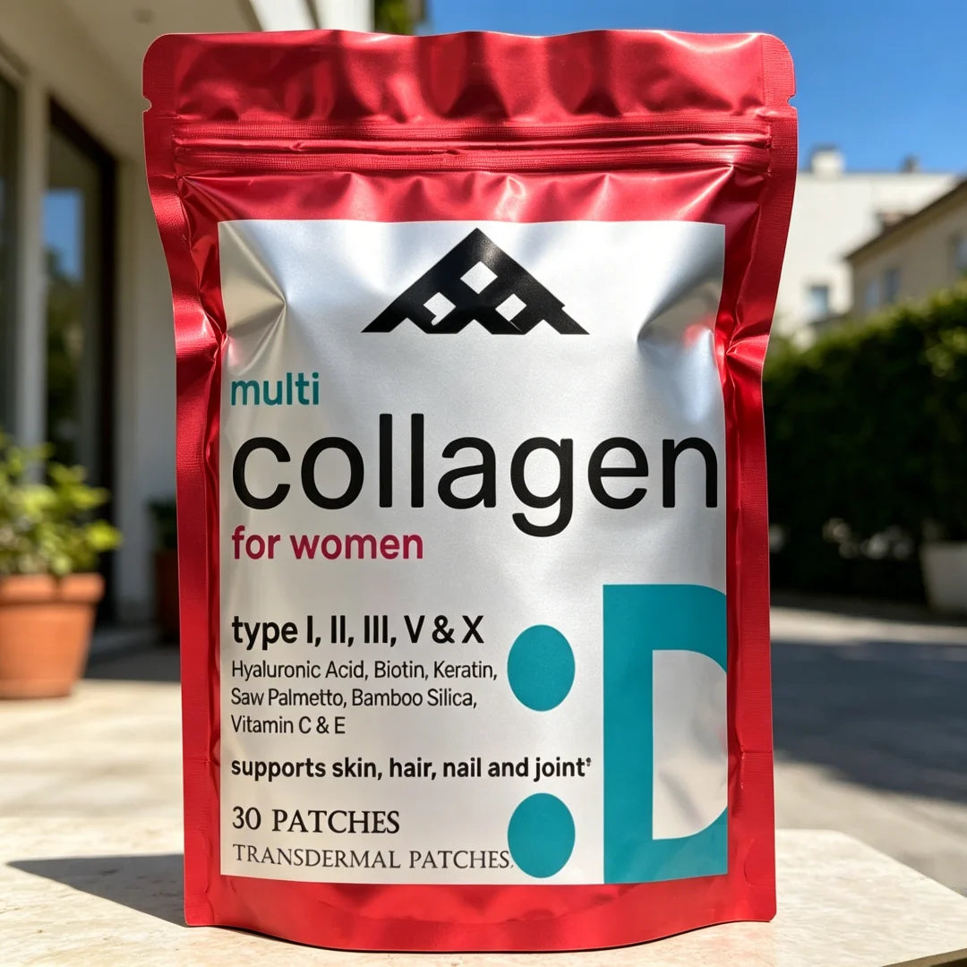 30 Patches Hydrolyzed Collagen Peptides Tablets With Vitamin C, E & Biotin, Transdermal Patches Hair, Skin, Nail, & Joint Health