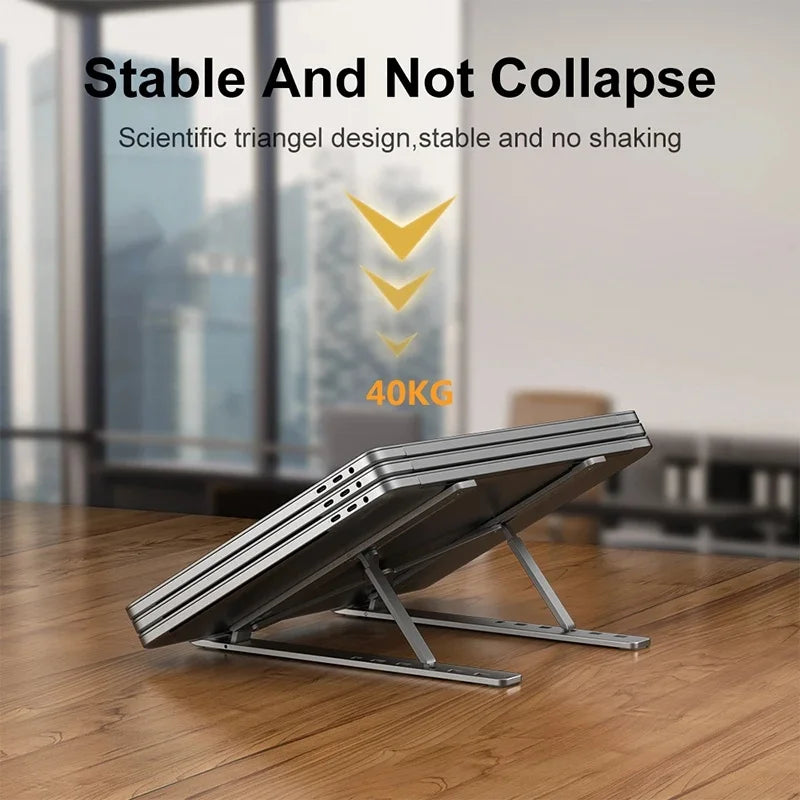 Adjustable Foldable Aluminum Alloy Laptop Stand, Portable Lifting Cooling Non-Slip Notebook Computer Holder Bracket
