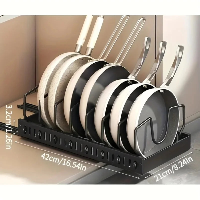 8 Adjustable Dividers Pull Out Pot Pan Rack With Lid Storage Box Under Sink Cabinet Kitchen Organizer
