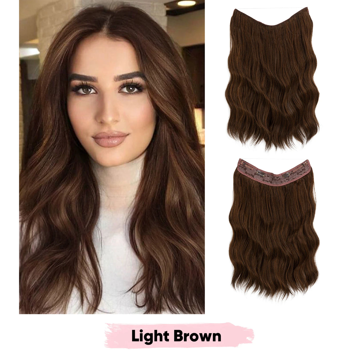 SARLA Synthetic Wave Invisible Wire Clip in Hair Extensions Fish Line With Clips Hairpiece Ombre Fake Hair Piece For Woman