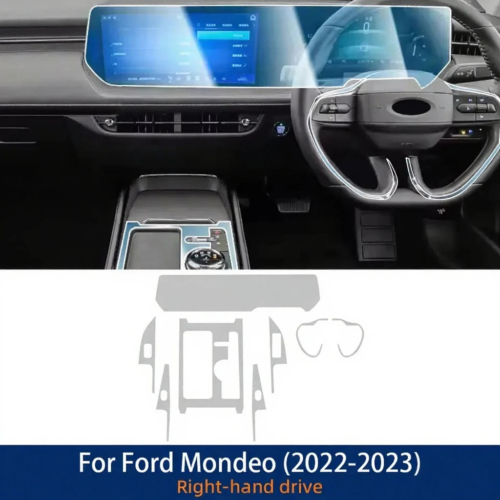 For Ford Mondeo 2022-2023 Car TPU Transparent Gear Panel GPS Center Console Protection Film Anti-Scratch Interior Accessories
