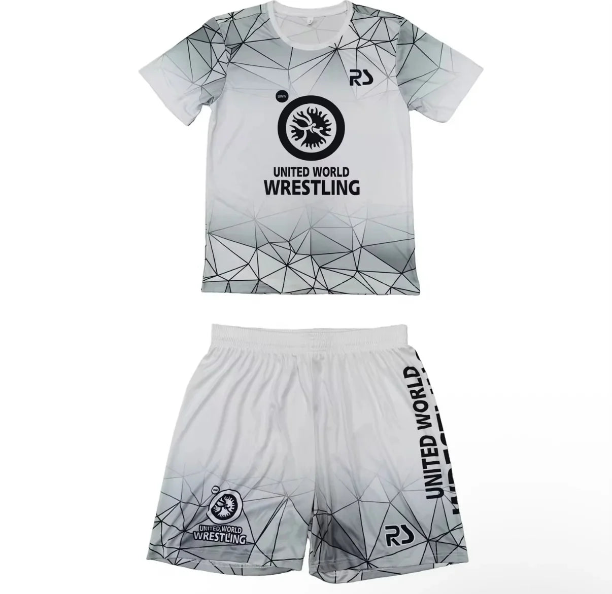 2026 New Men World Wrestling Team Sportswear Set Short Sleeve T Shirt and Shorts for Workout Lightweight Moisture Wicking