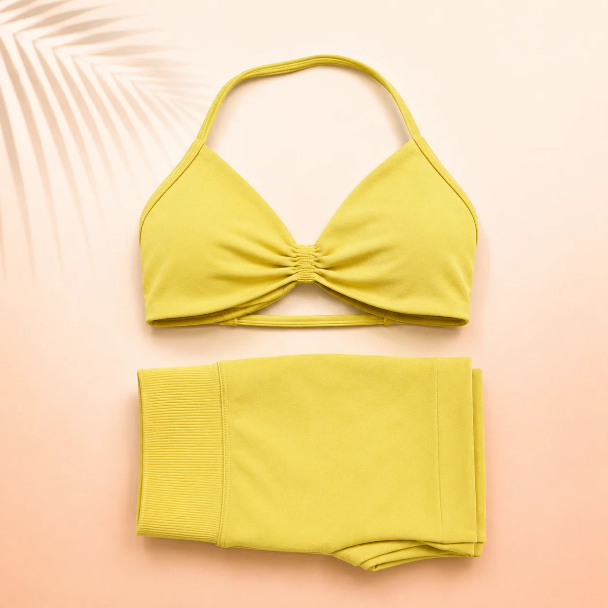 Women Yoga Set Ruched Sports Bra High Waist Shorts 2 Piece Workout Outfit Gym Fitness Activewear Seamless Training Set