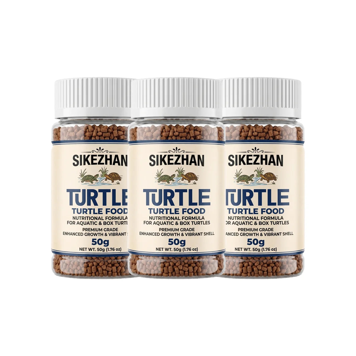 SIKEZHAN Turtle Food 50g Probiotic Pellets for Aquatic & Box Turtles Enhances Growth Vibrant Shell Health Nutrition